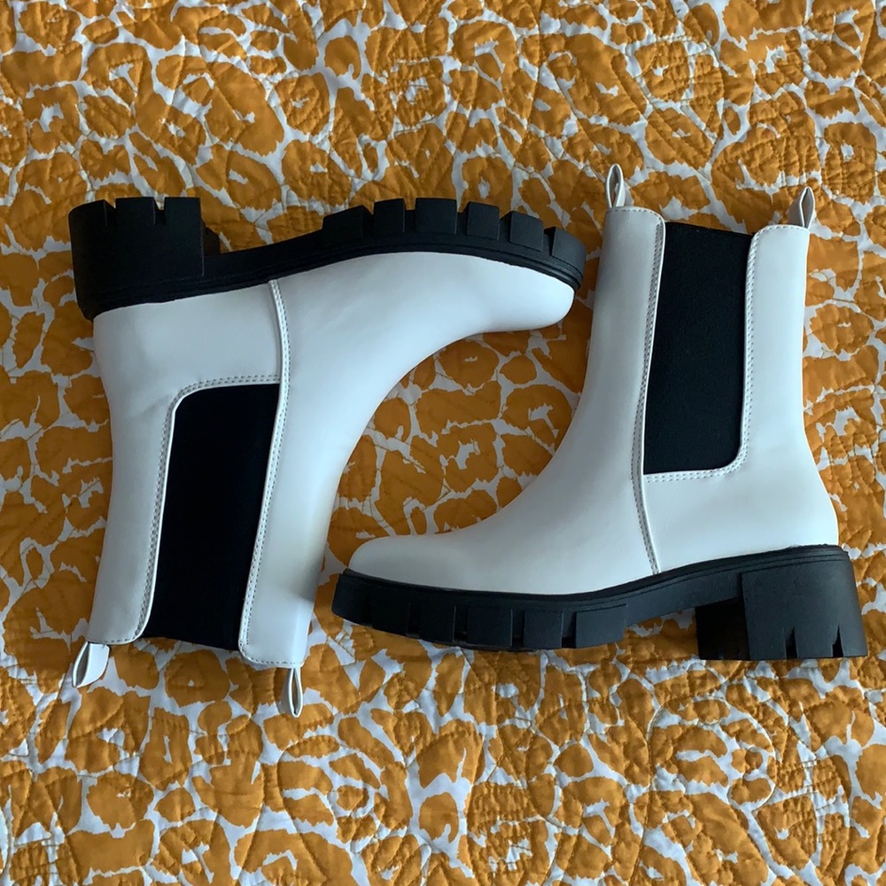 Qupid White Combat Boots